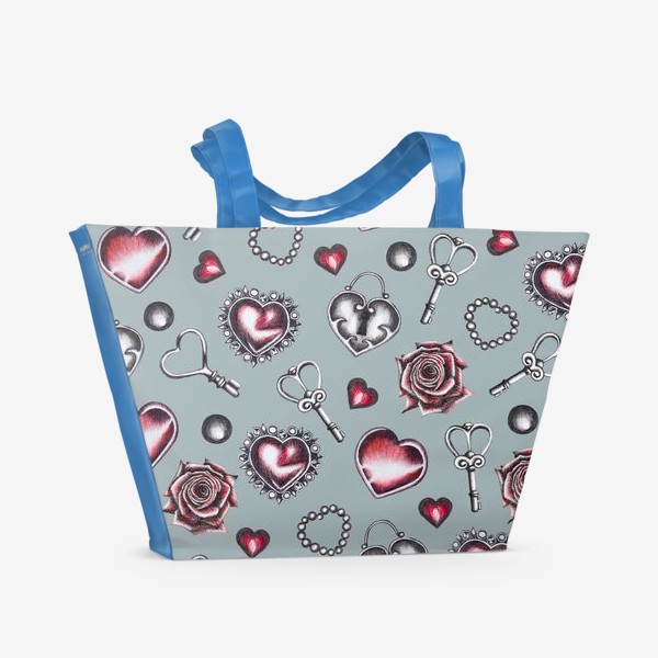 Пляжная сумка «Любовь. Сердца. Ключики»