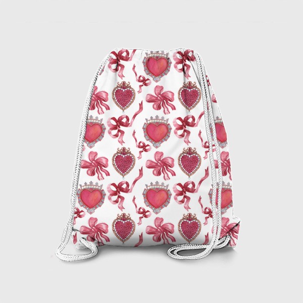 Рюкзак «Паттерн с украшениями в форме сердца и лентами»