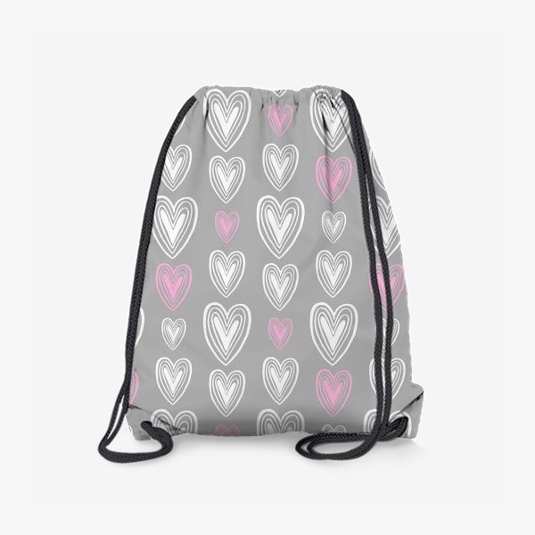 Рюкзак «Нежные сердечки на сером фоне»