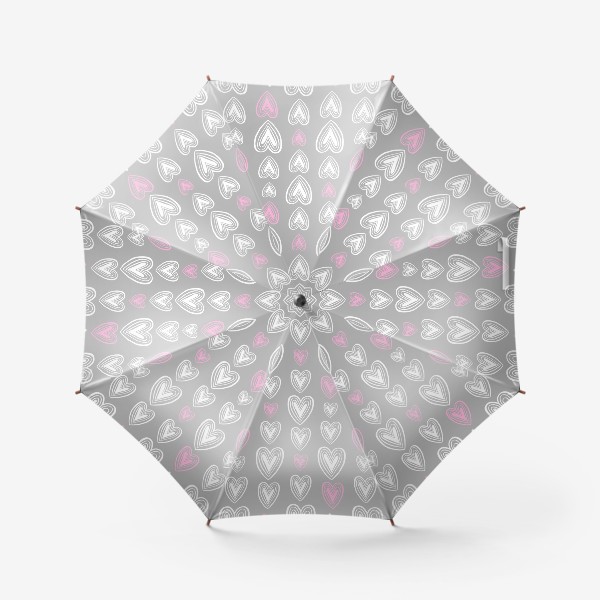 Зонт «Нежные сердечки на сером фоне»