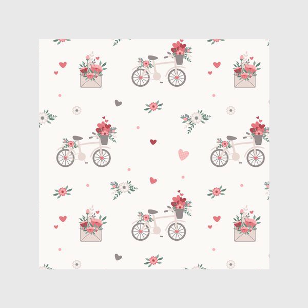 Скатерть «День всех влюбленных, велосипед и цветы»