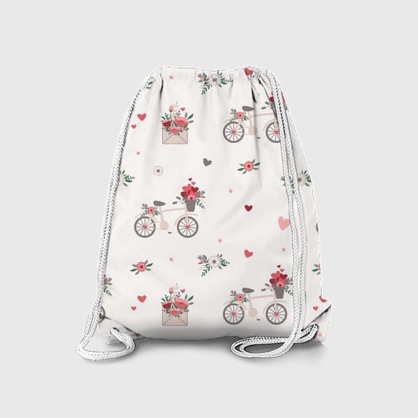 Рюкзак «День всех влюбленных, велосипед и цветы»