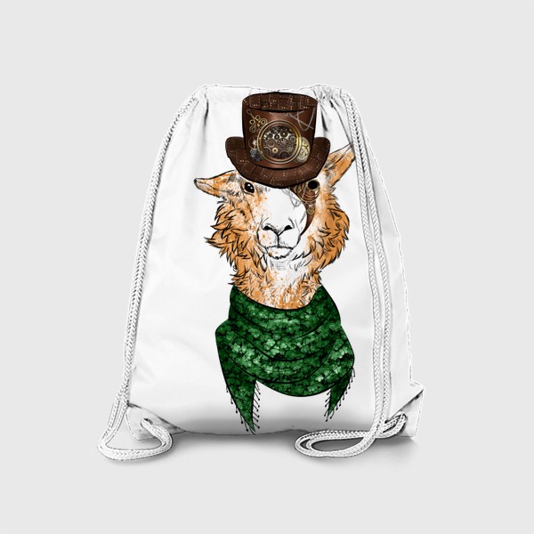 Рюкзак «Лама в шляпе стимпанк»