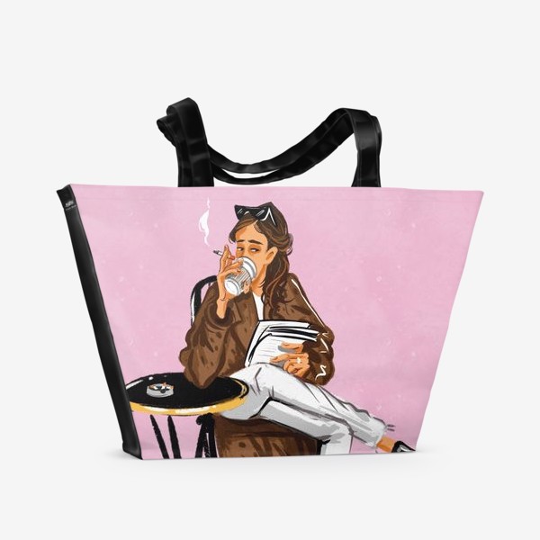 Пляжная сумка «Стильная девушка сконфигурировать сигаретой»