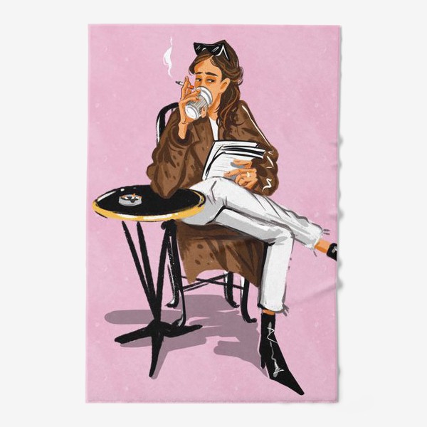 Полотенце «Стильная девушка сконфигурировать сигаретой»