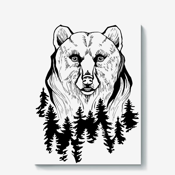 Холст «Медведь и лес»