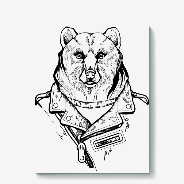 Холст &laquo;Медведь в куртке-косухе. Для него&raquo;