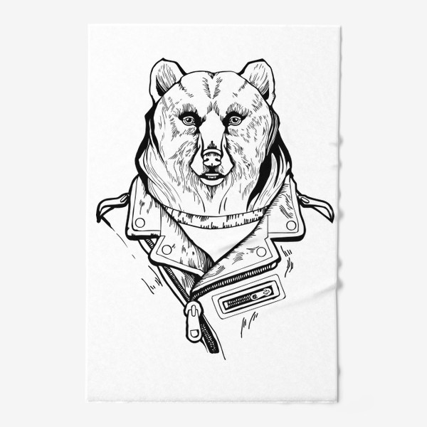 Полотенце &laquo;Медведь в куртке-косухе. Для него&raquo;