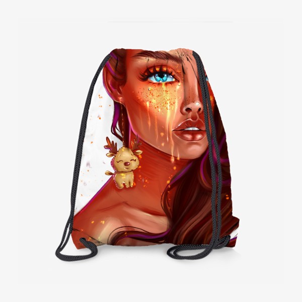 Рюкзак «Девушка с сережкой оленя. Без фона. Fashion иллюстрация.»