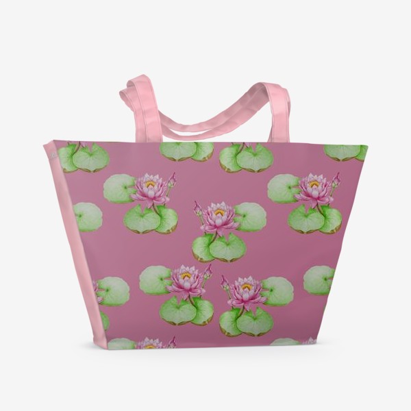 Пляжная сумка «Лотосы на розовом фоне»