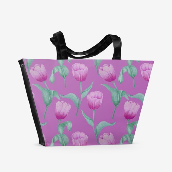 Пляжная сумка &laquo;Тюльпаны на розовом фоне&raquo;