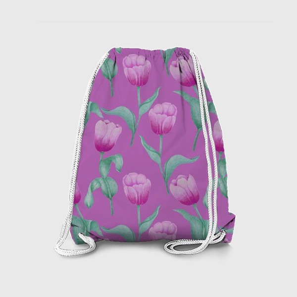 Рюкзак «Тюльпаны на розовом фоне»