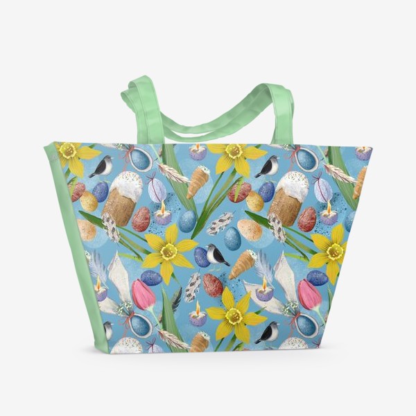 Пляжная сумка «Пасхальный весенний паттерн»