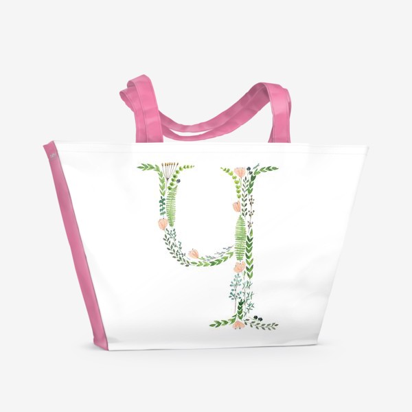 Пляжная сумка «Буква Ч из веточек, цветов, листиков и ягод.»