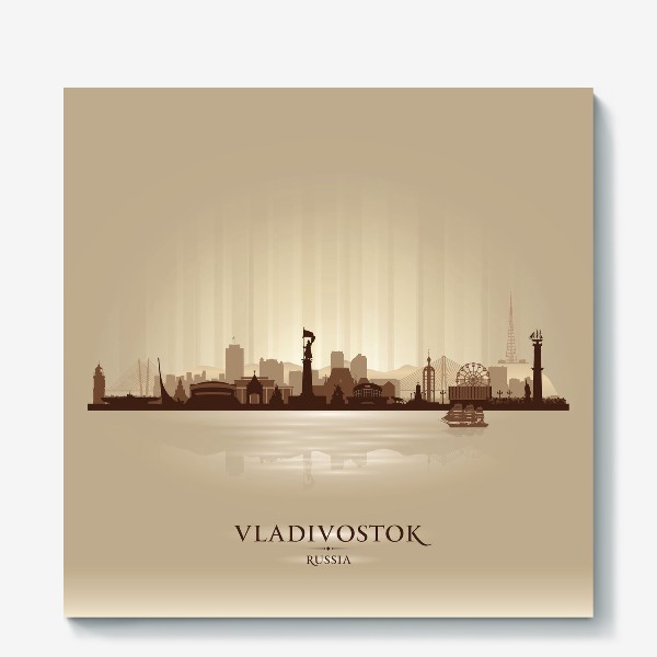 Холст «Владивосток бронзовый силуэт города»