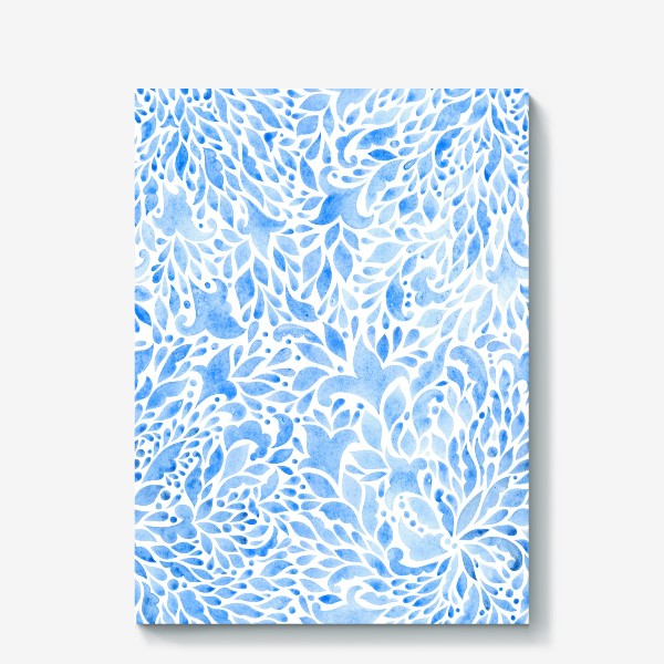 Холст «Абстрактный узор в голубом цвете на белом фоне»