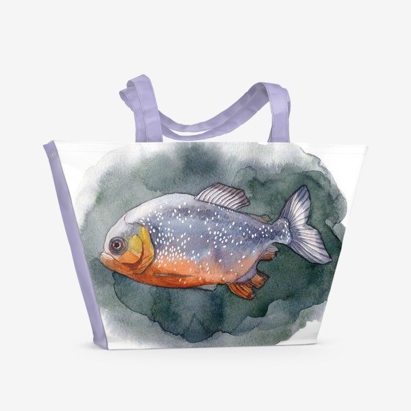 Пляжная сумка «Пиранья. Рыбы. Акварель»
