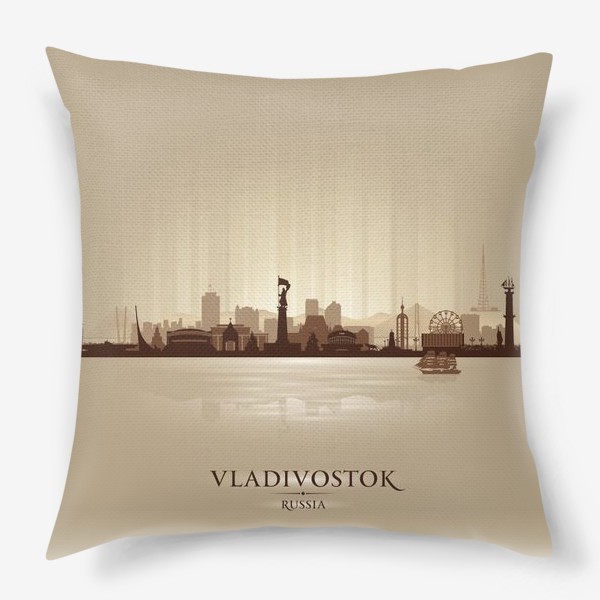 Подушка «Владивосток бронзовый силуэт города»