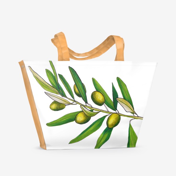 Пляжная сумка «Олива. Оливковая ветвь. Оливки»
