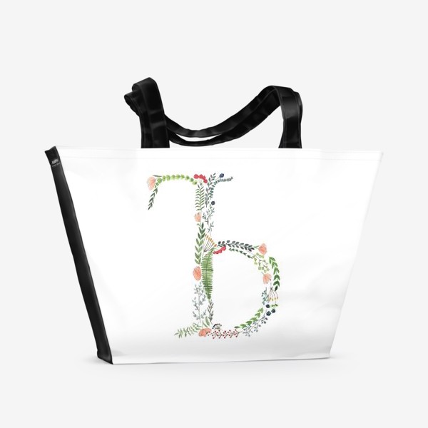 Пляжная сумка &laquo;Буква Ъ из веточек, листиков, цветов и ягод.&raquo;
