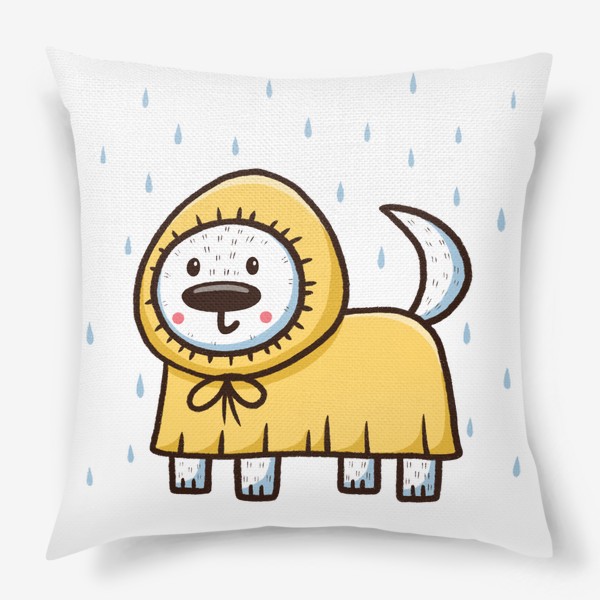 Подушка «Милый щенок в дождевике»