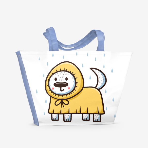 Пляжная сумка «Милый щенок в дождевике»