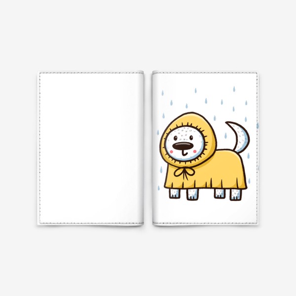 Обложка для паспорта «Милый щенок в дождевике»