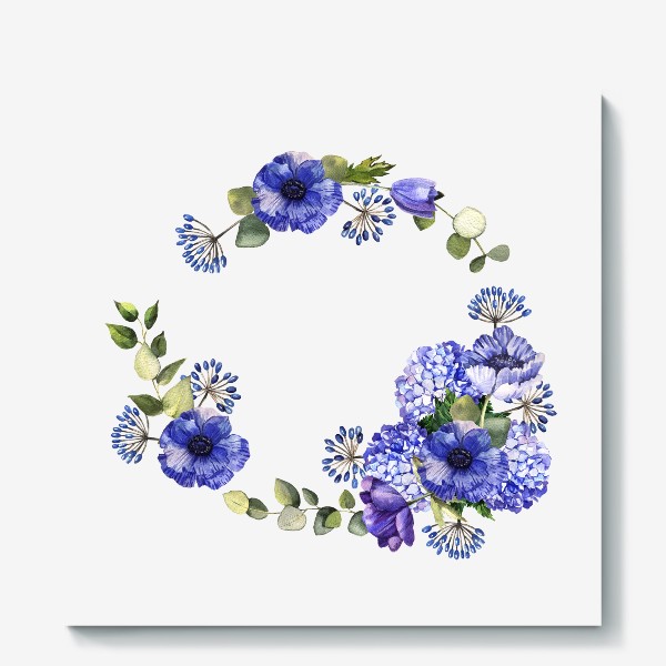 Холст «Венок с синими цветами»