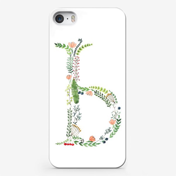 Чехол iPhone «Буква Ь из листиков, веточек, цветов и ягод.»