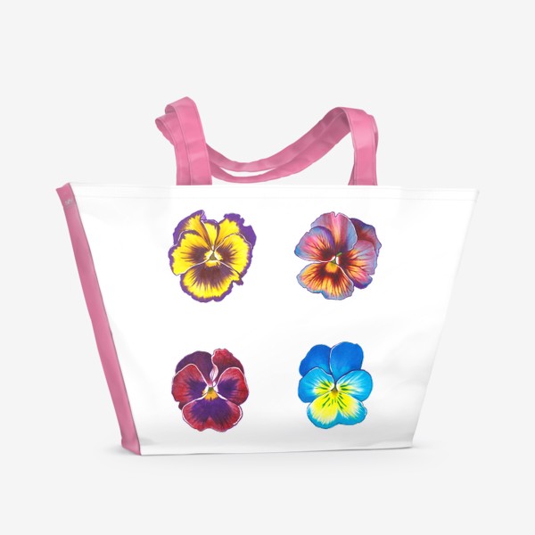 Пляжная сумка «Анютины глазки. Цветы.»