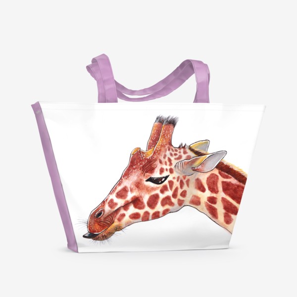 Пляжная сумка «Жираф. Животные. Рисунок»