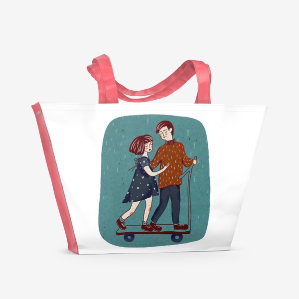 Пляжная сумка «Влюбленные на самокате. День  Святого Валентина»