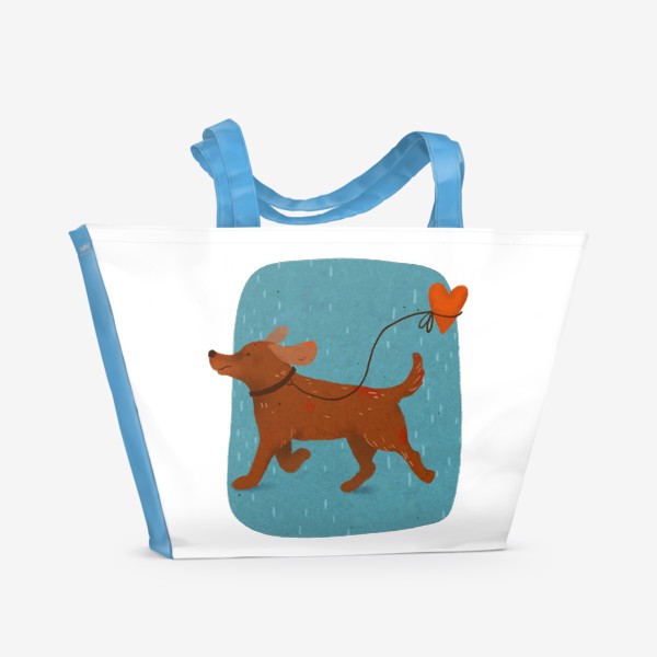 Пляжная сумка «Собака с сердцем на поводке»