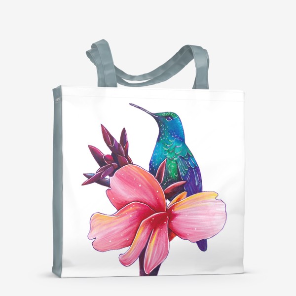 Сумка-шоппер «Колибри на цветке»