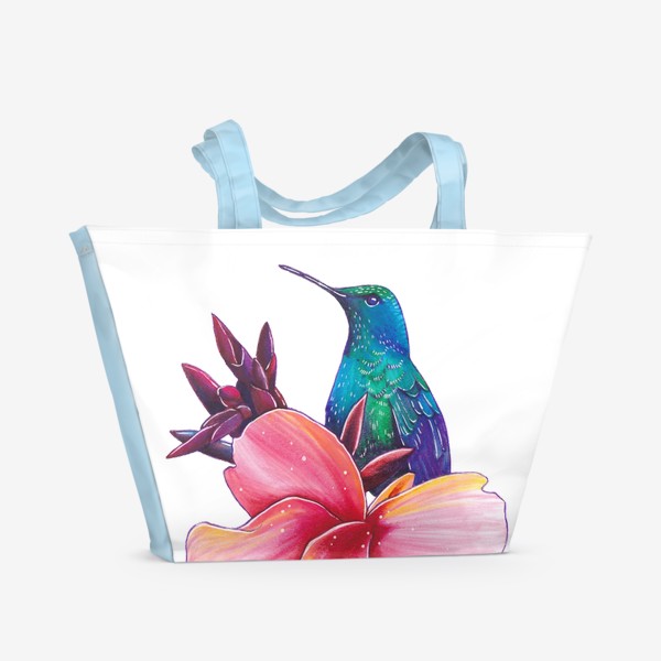 Пляжная сумка «Колибри на цветке»