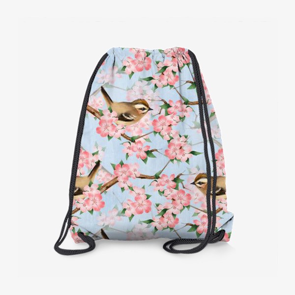 Рюкзак «Птицы и цветы. Весенний паттерн»