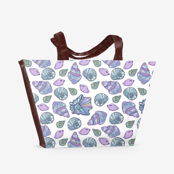 Пляжная сумка «Узор из сине-фиолетовых ракушек»