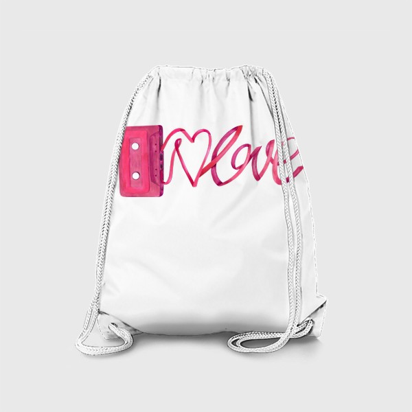 Рюкзак «Розовая винтажная касета с надписью love и сердцем»