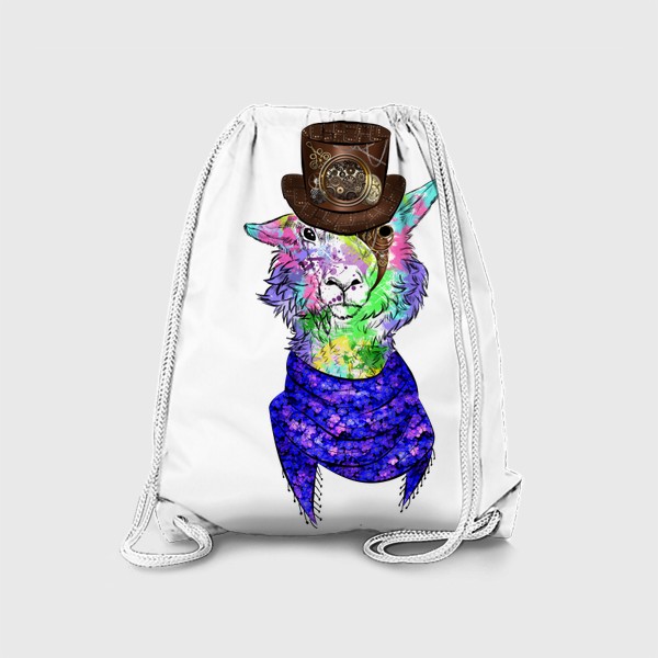 Рюкзак «Цветная лама в шляпе»