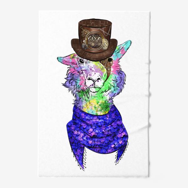 Полотенце «Цветная лама в шляпе»