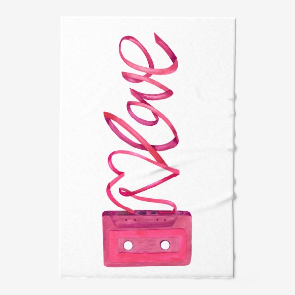 Полотенце «Розовая винтажная касета с надписью love и сердцем»