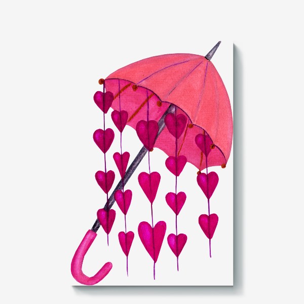 Холст «Зонтик с сердцами - не укрыться от любви»
