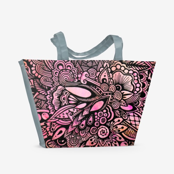 Пляжная сумка &laquo;Розовая мандала, ночные цветы&raquo;