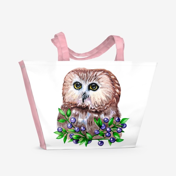 Пляжная сумка «Милая сова в ягодах»