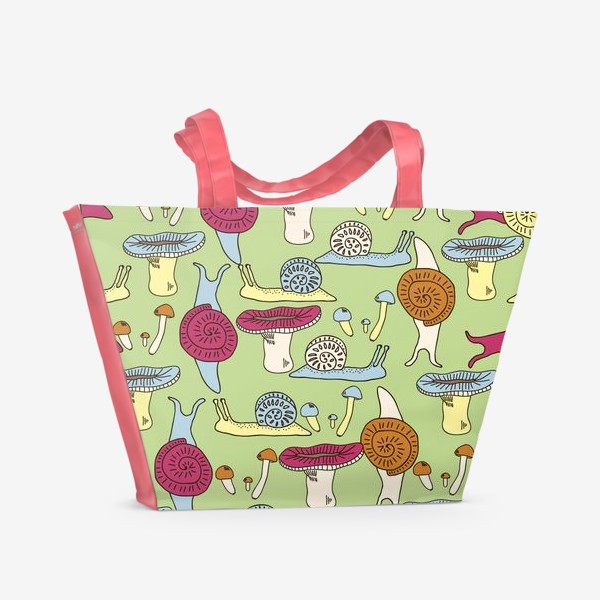 Пляжная сумка «Улитки и грибы»