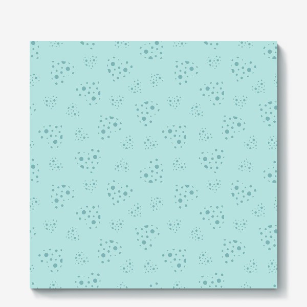 Холст «Delicate hearts of mint color for lovers. Seamless pattern.»