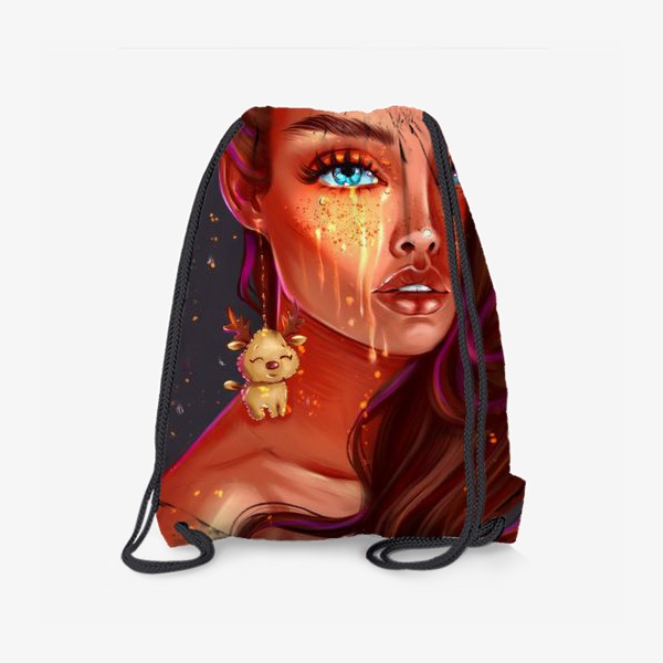 Рюкзак «Девушка с сережкой оленя. Fashion иллюстрация.»