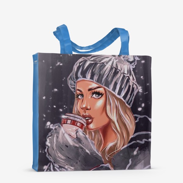 Сумка-шоппер &laquo;Девушка Зима. Fashion Иллюстрация. Кофе тайм.&raquo;