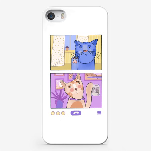 Чехол iPhone «Кот и кошка на созвоне»