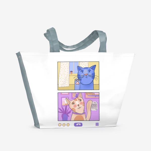 Пляжная сумка &laquo;Кот и кошка на созвоне&raquo;